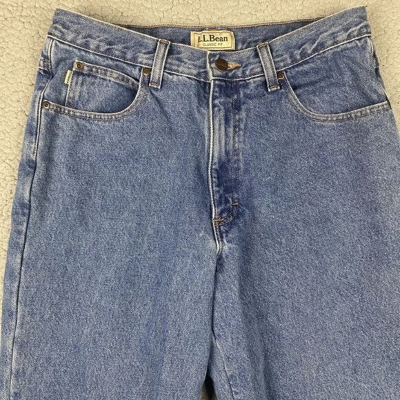 Vintage 90s LL Bean Flannel Lined Jeans Mens 32 Classic Fit 33x32 (31x32 ACTUAL) - Picture 2 of 16